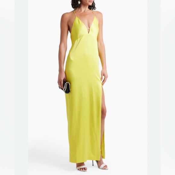 ALICE + OLIVIA Dakota Bias Slip Maxi with Cross Back in Satin Finish 2 - Picture 1 of 16